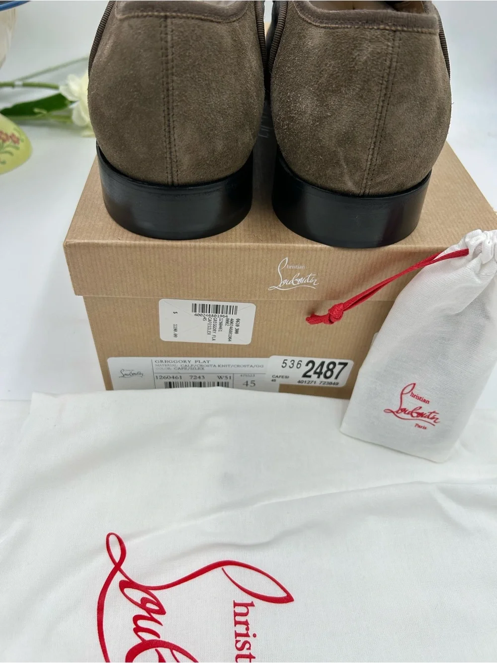 Men's Christian Louboutin,Greggo leather and fabric Oxford size 45 made in Italy